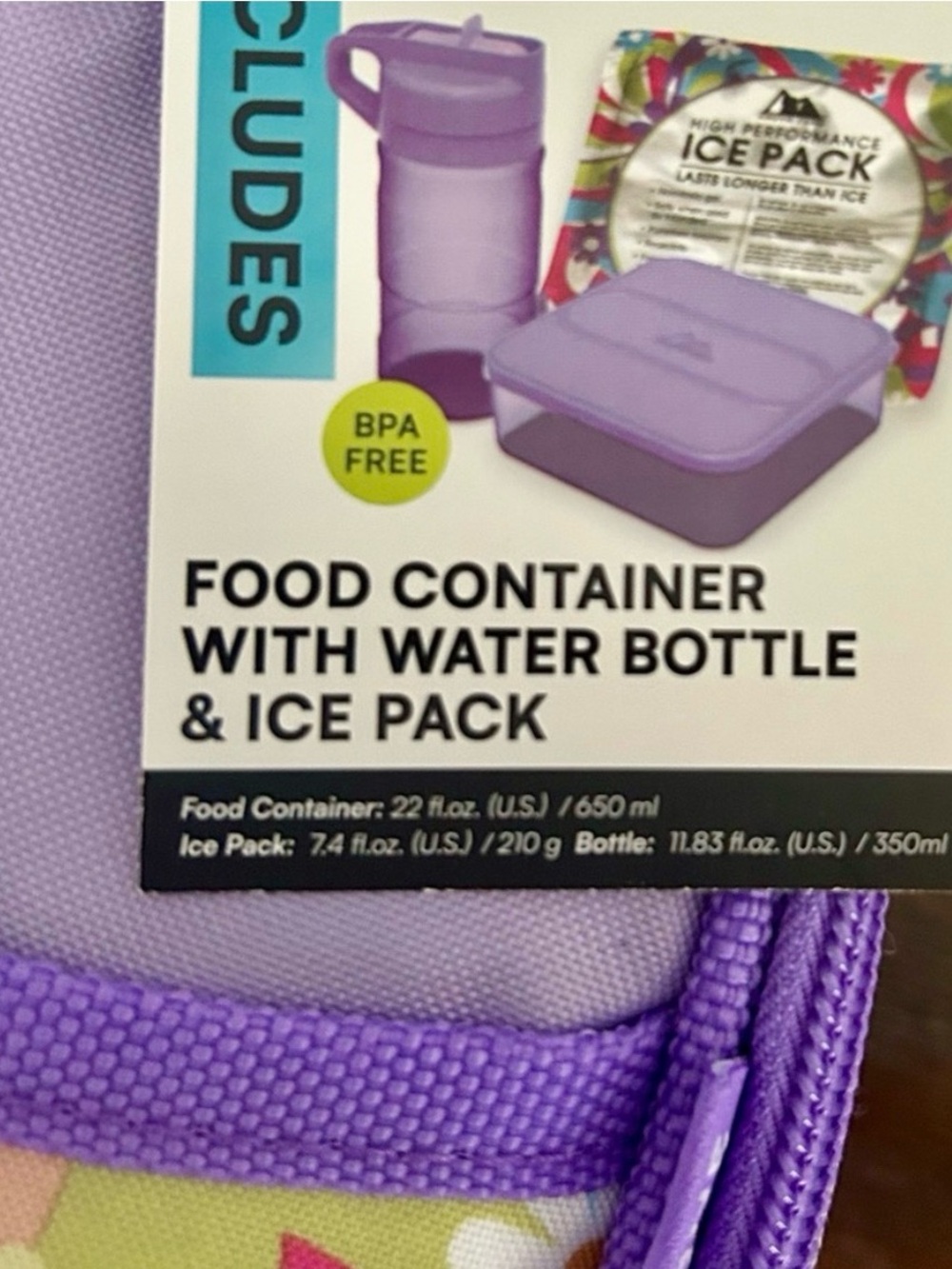 Arctic Zone Lunch Box Set Purple Floral Insulated w Bottle & Container NWT - Picture 5 of 10